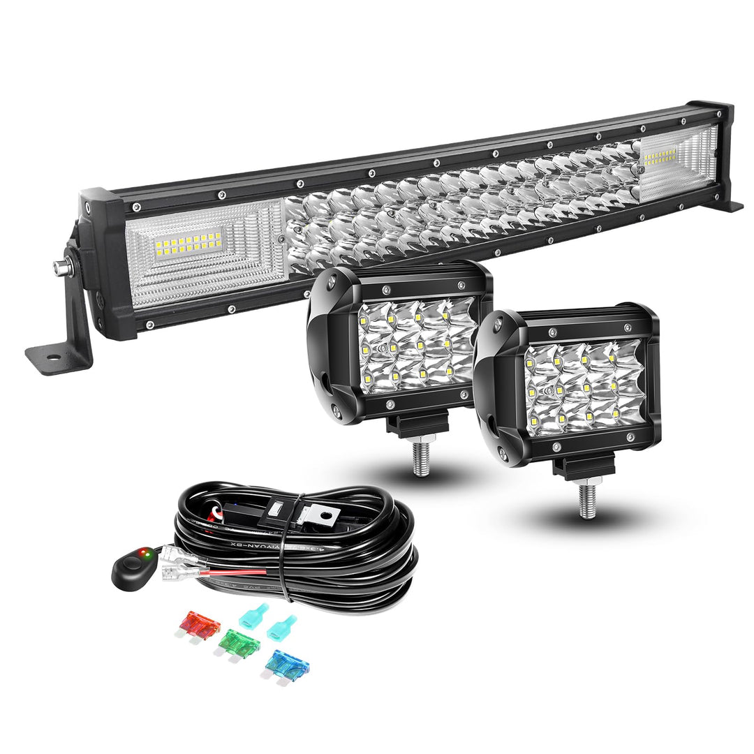 AUXTINGS LED Zusatzscheinwerfer Scheinwerfer mit 3 Reihen 56 cm 270W LED Nebelscheinwerfer gebogen+