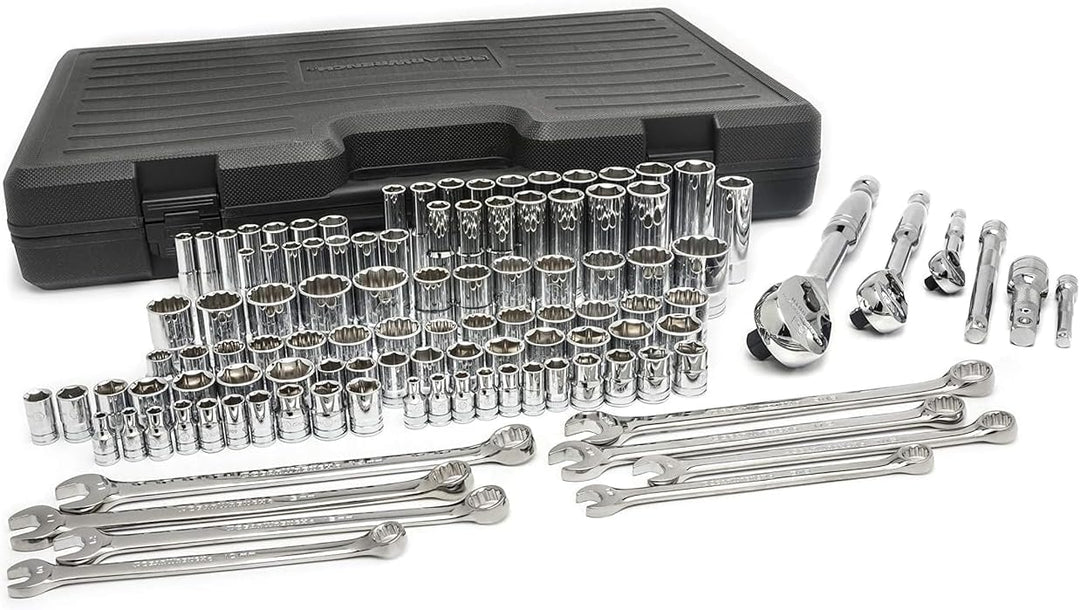 GEARWRENCH 110 Stück 1/4 Zoll, 3/8 Zoll & 1/2 Zoll Antrieb 6 & 12 Pt. Mechaniker-Werkzeugset, Standa