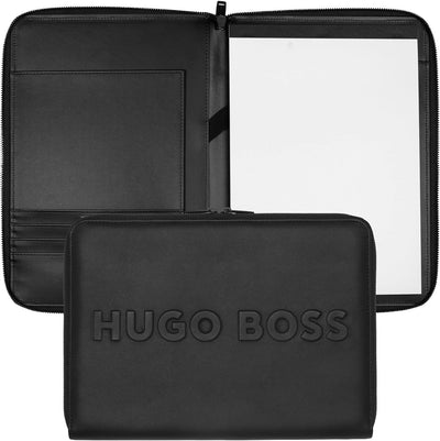 Hugo Boss Schreib-Set Kugelschreiber Filament und A4 Konferenzmappe Label Black in der Geschenkbox,