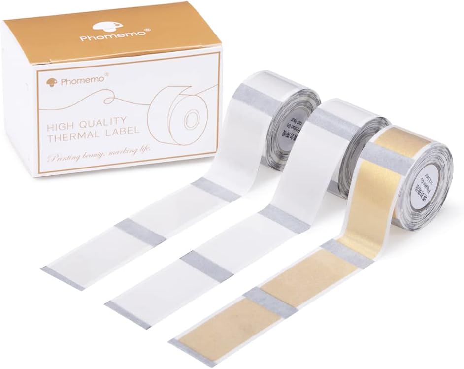 Phomemo D50 Transparente Etiketten, 3 Rollen selbstklebende Thermoetiketten, 20 mm * 40 mm, kompatib