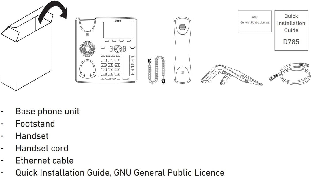 Snom D785 IP Telefon, SIP Tischtelefon Farbe + SmartScreen, 12 SIP-Identitäten, Sensorhakenschalter,