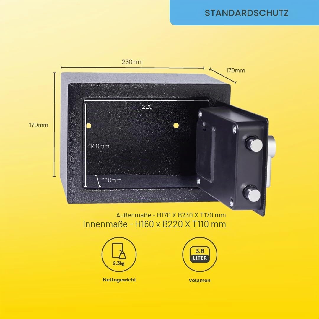 Yale Elektronischer Tresor - YSV/170/DB2 - Mini - Schwarz - Standardsicherheit Black Mini New Versio