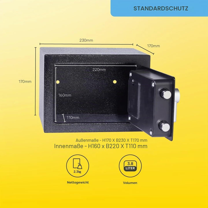 Yale Elektronischer Tresor - YSV/170/DB2 - Mini - Schwarz - Standardsicherheit Black Mini New Versio