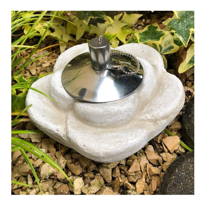 Gartenfackel Blume Tischfackel Ölfackel Öllampe Garten Fackel Tischlampe Steinguss mit Edelstahl Ölb