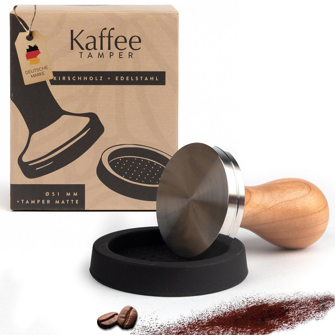 MELOX® - Premium Barista Tamper 58mm aus Edelstahl &amp; Kirschholz (Klassisch) - Kaffee-Stampfer &amp; Kaff