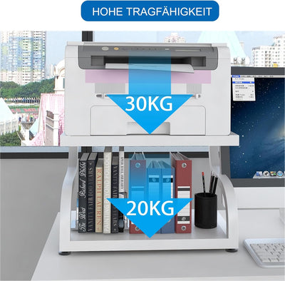 PUNCIA Druckerständer auf Tisch Kleiner Druckerhalter Schreibtisch 2 Ebenen Druckerregal Druckertisc