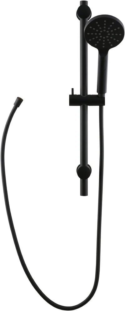 aquaSu® Duschset Acana | schwarz | Duschkopf: 3 Strahlarten, Strahlartenwechsel per Knopf & 12 cm Sp