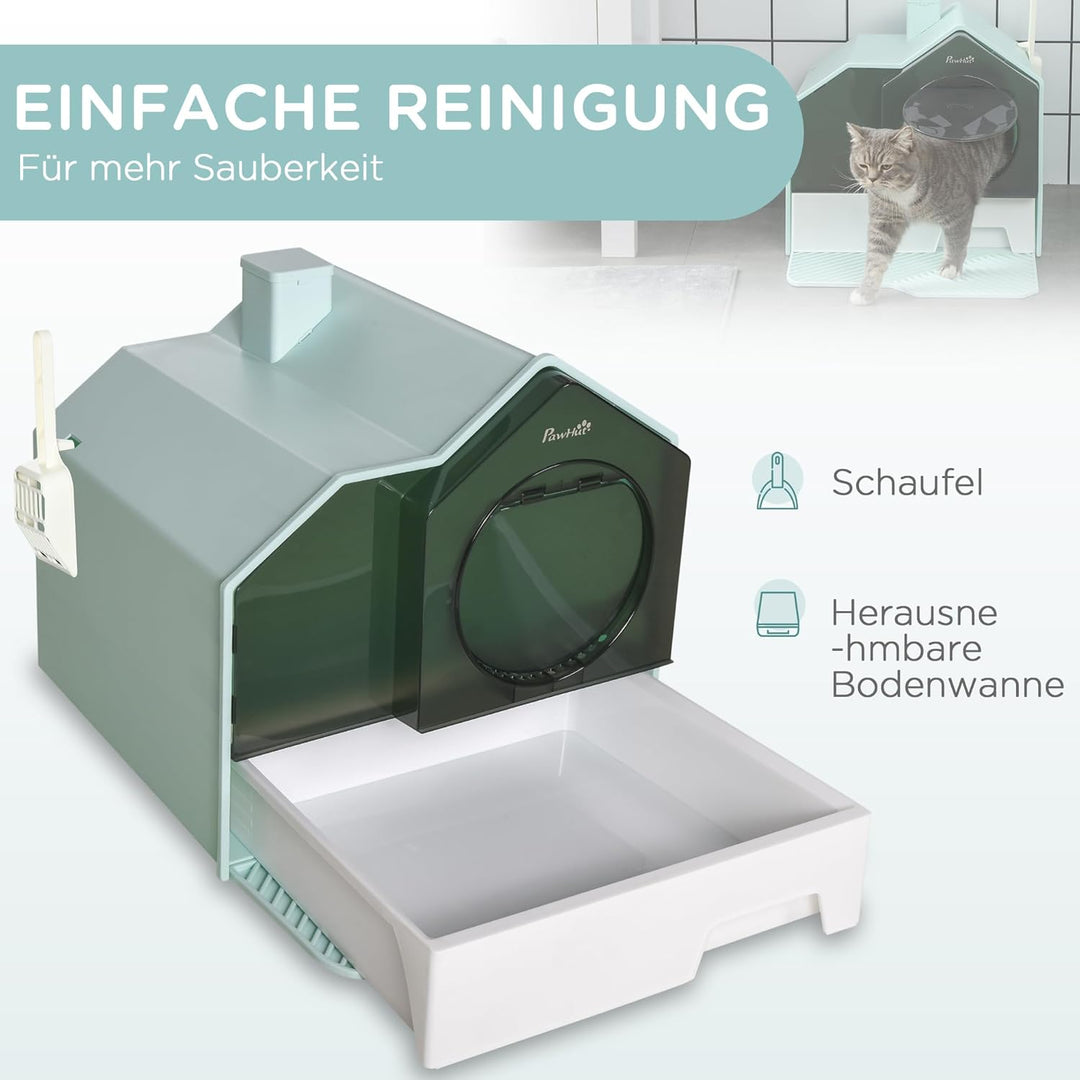PawHut Katzentoilette Katzenklo mit Bodenwanne, Schaufel, Filter, Toilette mit Haube für Katzen bis