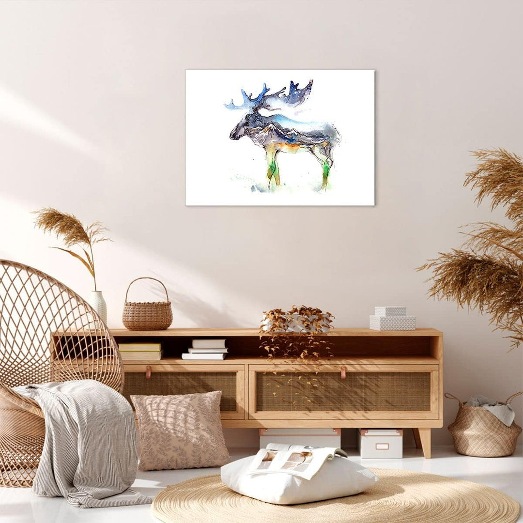 Bilder auf Leinwand Moose Berge Winter illustration Leinwandbild 70x50cm Wandbilder Dekoration Wohnz