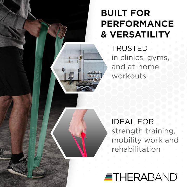 THERABAND CLX Resistance Band with Loops Grün - Schwer - Fortgeschrittene Anfänger Level 1 Heavy - G