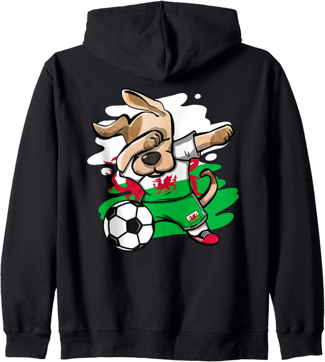 Dabbing Hund Wales Fussball Mannschaft - Walisische Flagge Kapuzenjacke