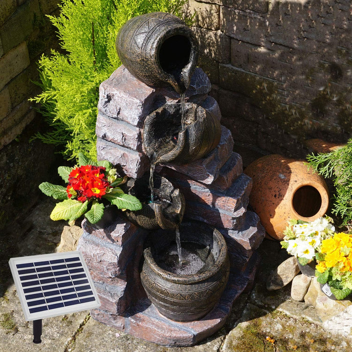 Gartenbrunnen Brunnen Zierbrunnen Zimmerbrunnen mit Beleuchtung Wasserfall Wasserspiel für Garten, G