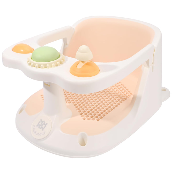 Bebamour Baby Badesitz 6 Monate+ Kind Badewanne rutschfest Baby Badesitz mit Spielzeug,Pink 2 Pink,