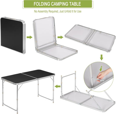 WOLTU Campingtisch Klapptisch Gartentisch Arbeitstisch Balkontisch höhenverstellbar Aluminium MDF Sc