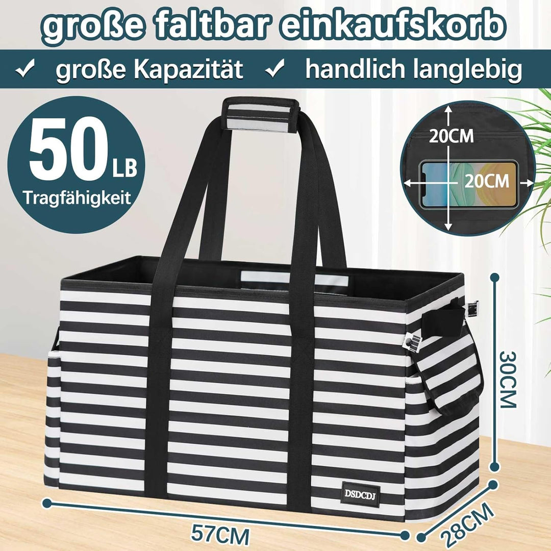48L Einkaufskorb Faltbar – Stabiler Korb Einkaufen mit Verstärktem Boden – Einkaufstasche Gross Pick