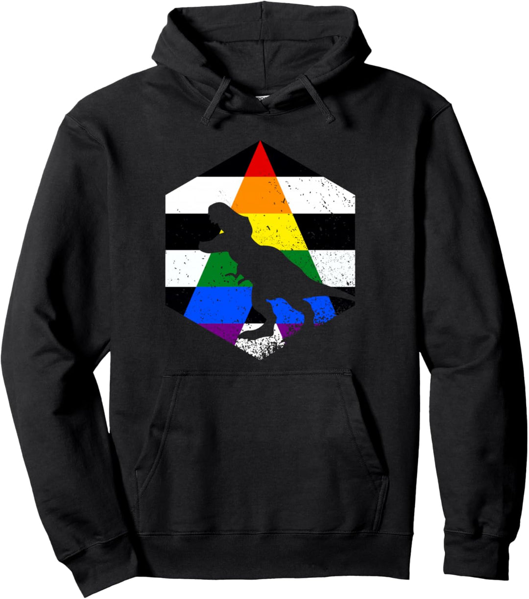 Straight Ally Pride Flag Funny Dinosaurier Straight Ally Flag Pullover Hoodie
