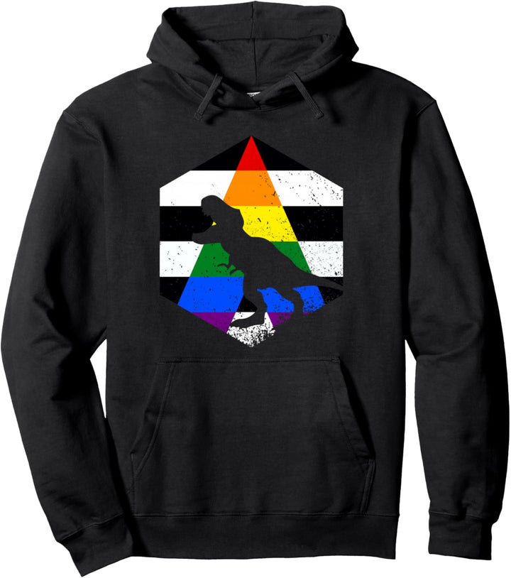 Straight Ally Pride Flag Funny Dinosaurier Straight Ally Flag Pullover Hoodie