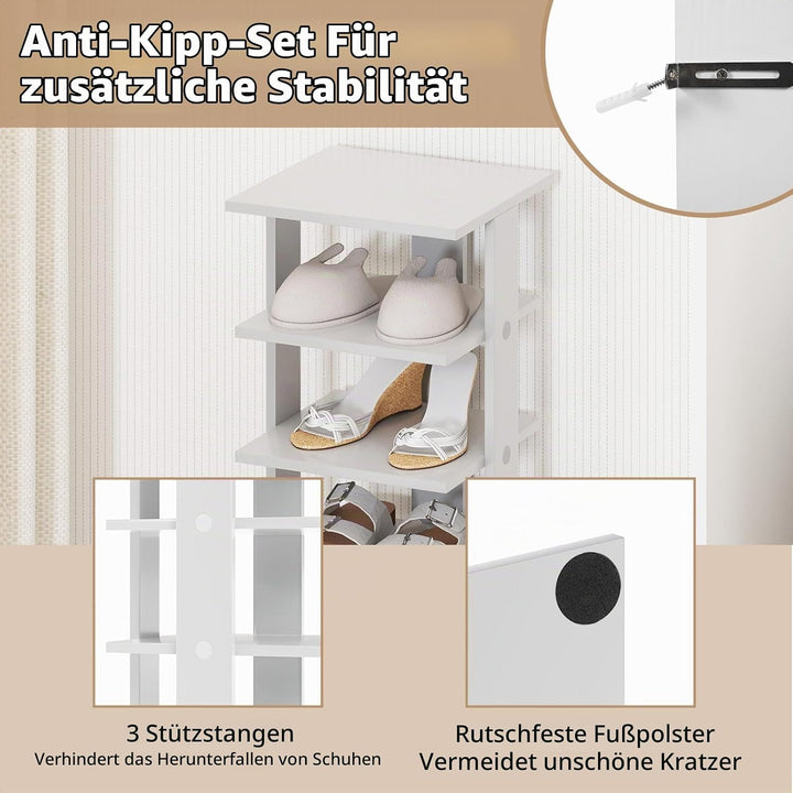 GIANTEX Schuhregal schmal und hoch, Schuhschrank Regal Holz 8 Ebenen, Schuhständer Schuhablage verti