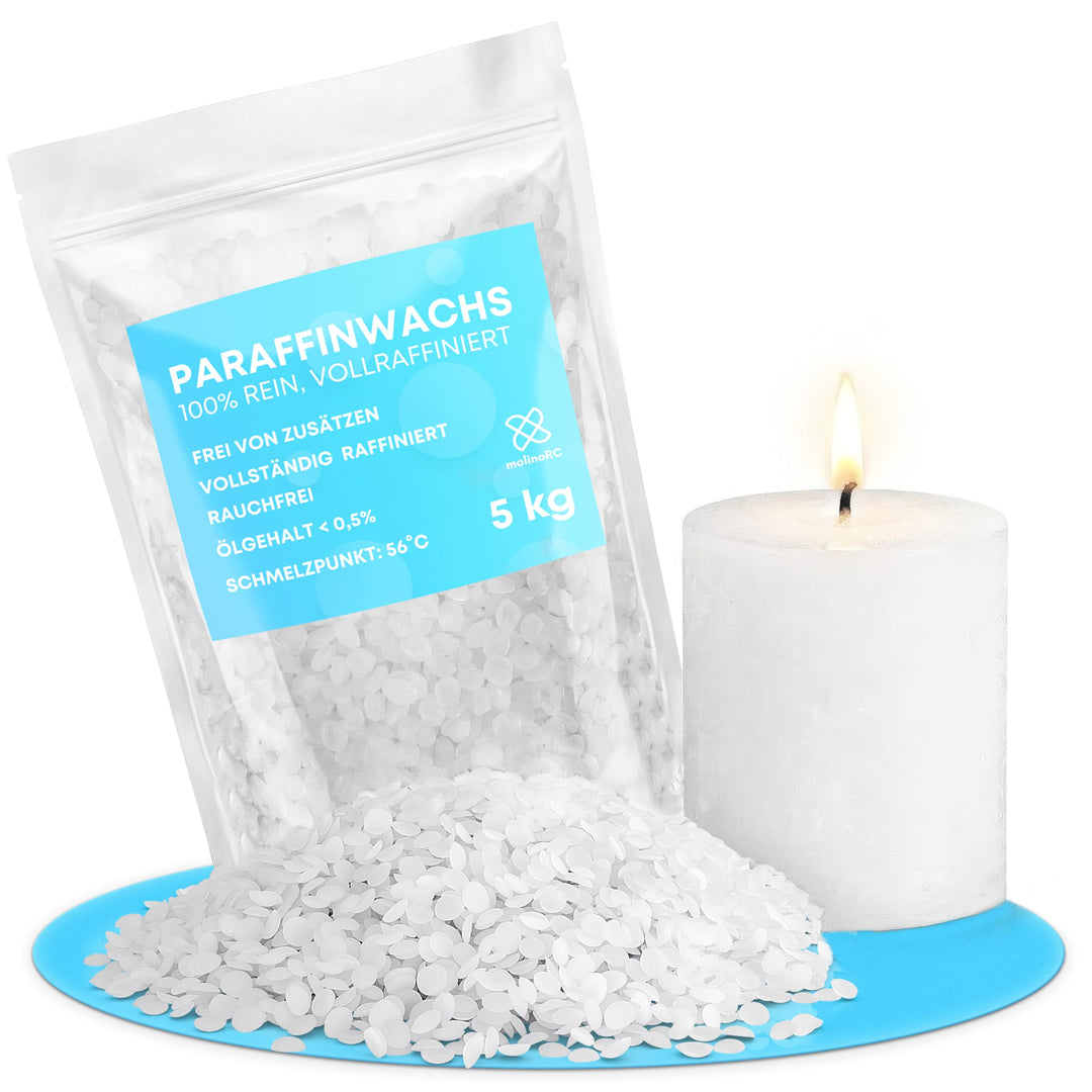 molinoRC Kerzenwachs - 5kg REIN WEIssES Paraffinwachs für Kerzen - Qualität aus Deutschland - Kerzen