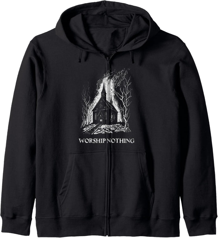Occult Burning Church Atheisten Agnostic Worship Nothing Kapuzenjacke