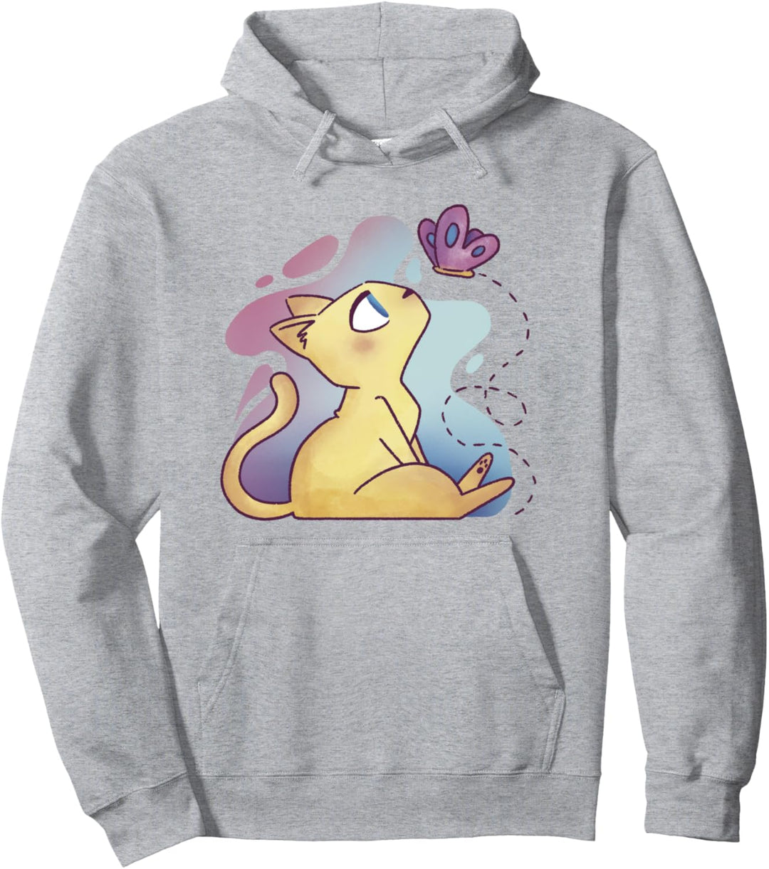 Katze mit Schmetterling. Pullover Hoodie