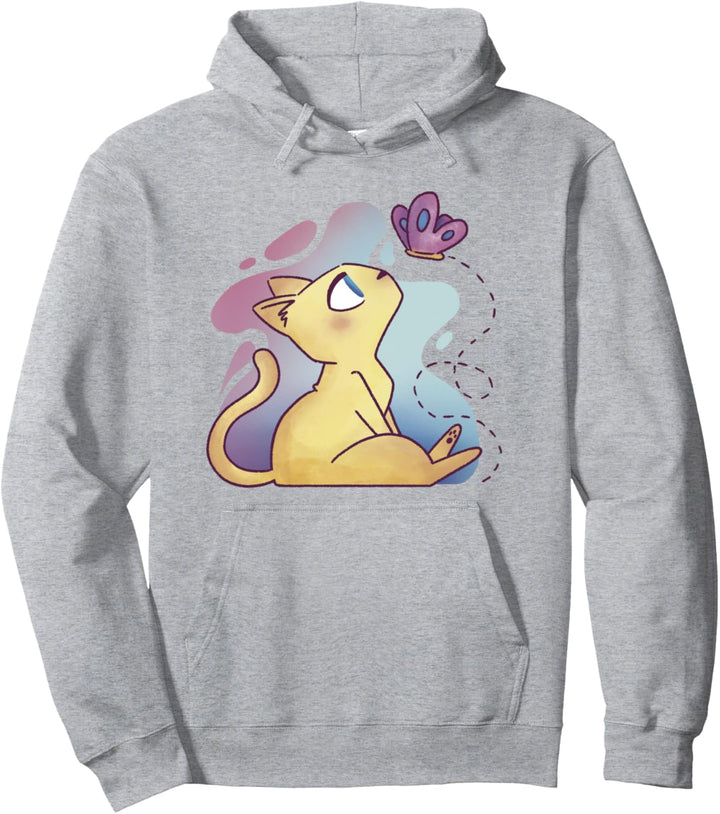 Katze mit Schmetterling. Pullover Hoodie