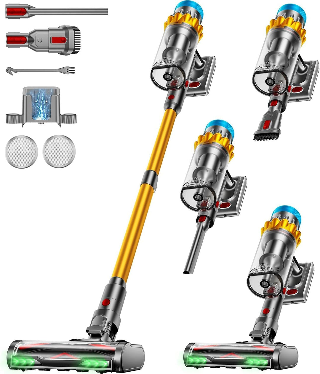 Akku Staubsauger, 50kPa/650W/70Min Staubsauger Kabellos,mit OLED-Display und 1,8-Liter-Behälter, Lei