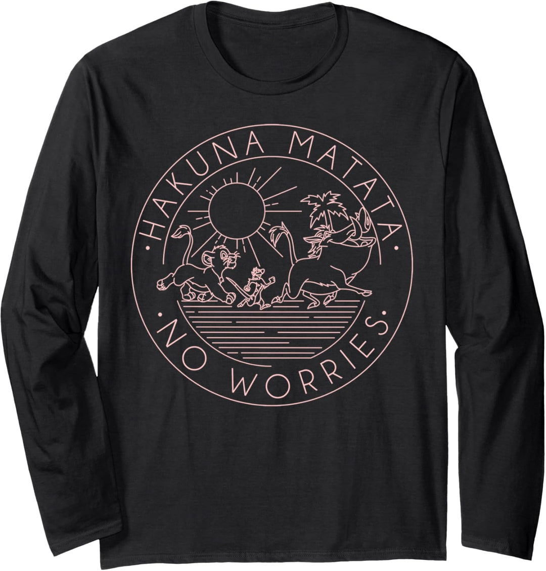 Disney The Lion King Hakuna Matata No Worries Outline Logo Langarmshirt