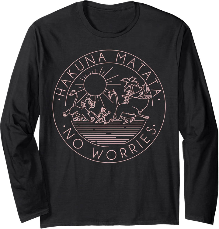 Disney The Lion King Hakuna Matata No Worries Outline Logo Langarmshirt