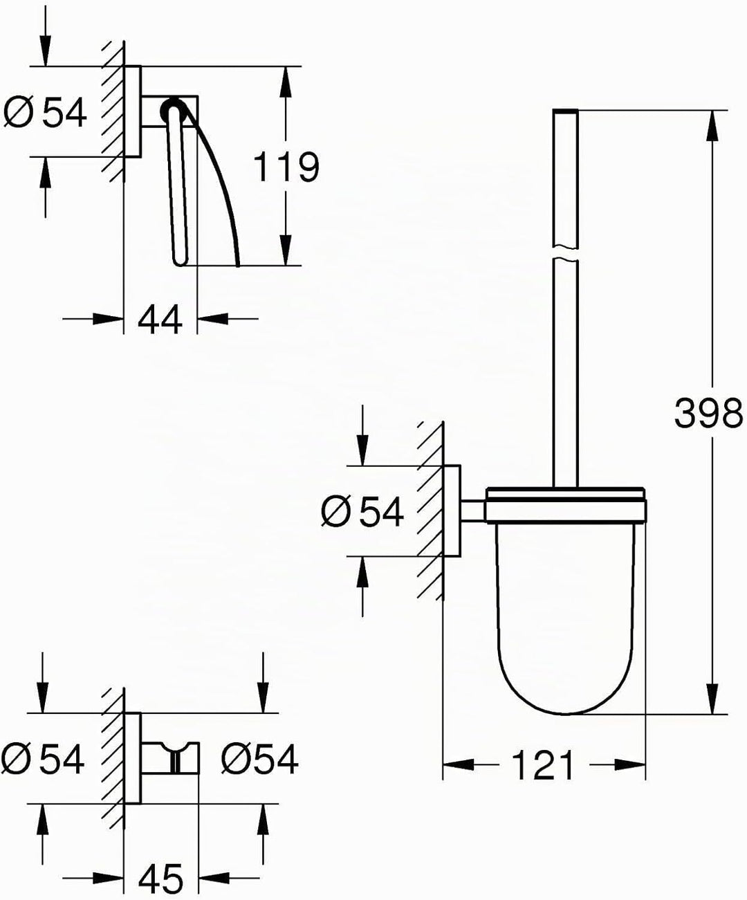 GROHE Start Cosmopolitan - WC- Set 3-in-1 (Material: Glas/ Metall, verdeckte Befestigung), chrom, 41