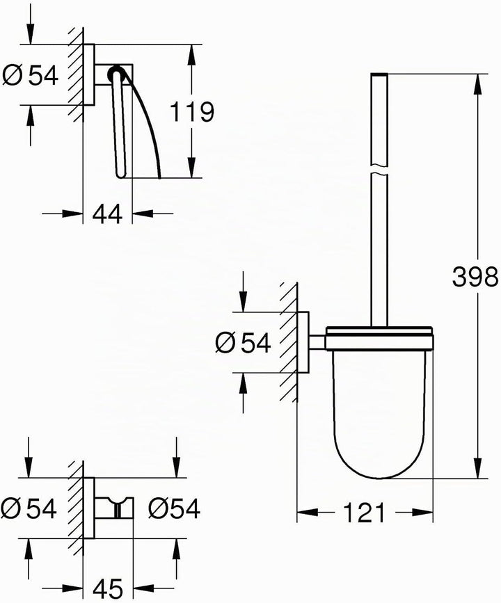 GROHE Start Cosmopolitan - WC- Set 3-in-1 (Material: Glas/ Metall, verdeckte Befestigung), chrom, 41