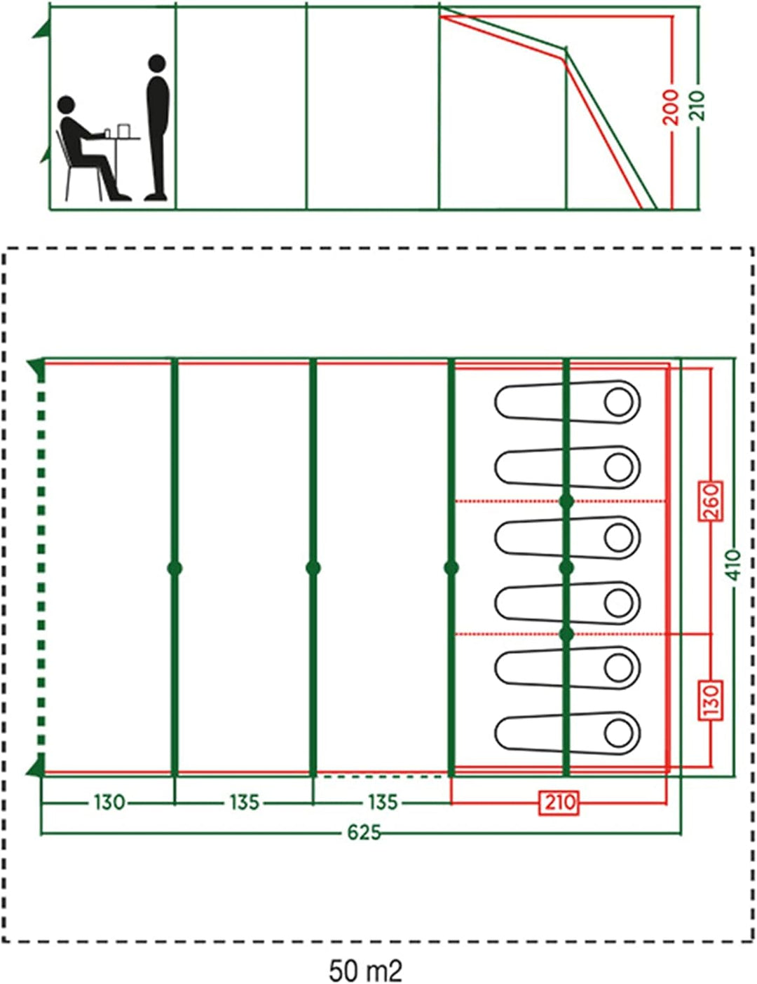 Coleman 2000037069 Meadowood Familien- und Tunnelzelt 6L