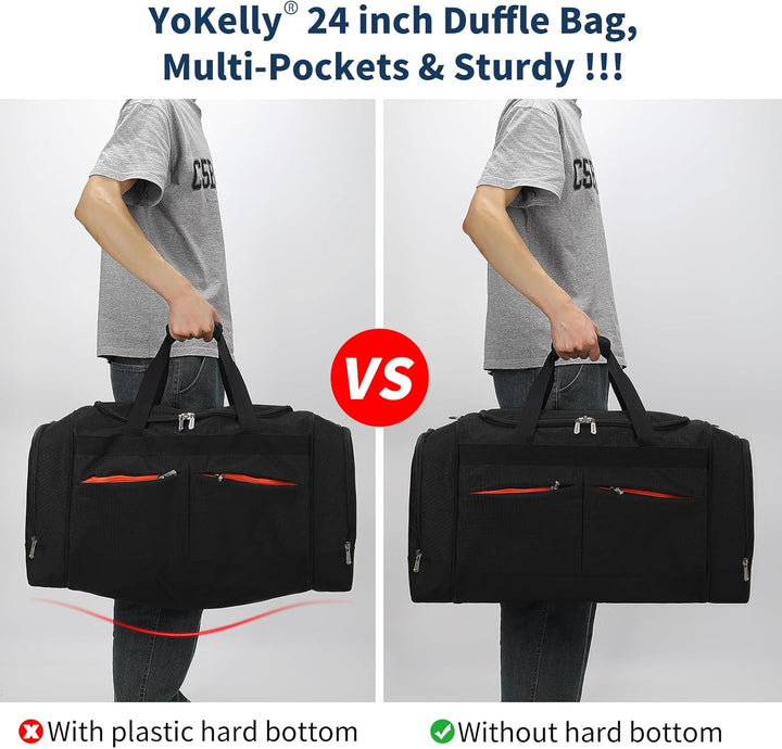 65L Sporttasche Herren Gross - 24 inch Grosse Reisetasche Duffle Bag mit Hartem Boden und Schuhfach