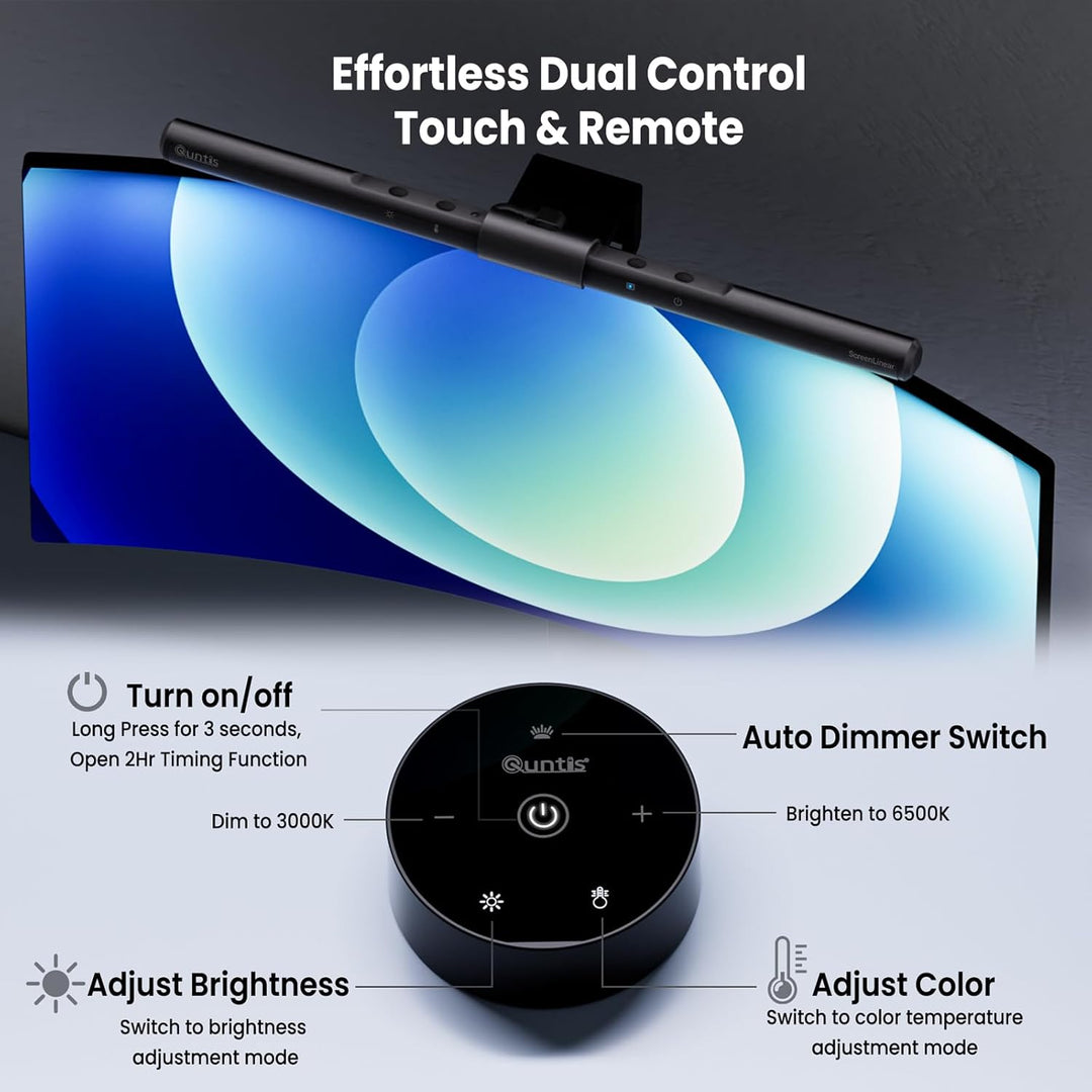 Quntis Computer Monitor Lampe LED USB mit Touch Control, Monitor Light Bar mit Anti-blauem Licht, Bi