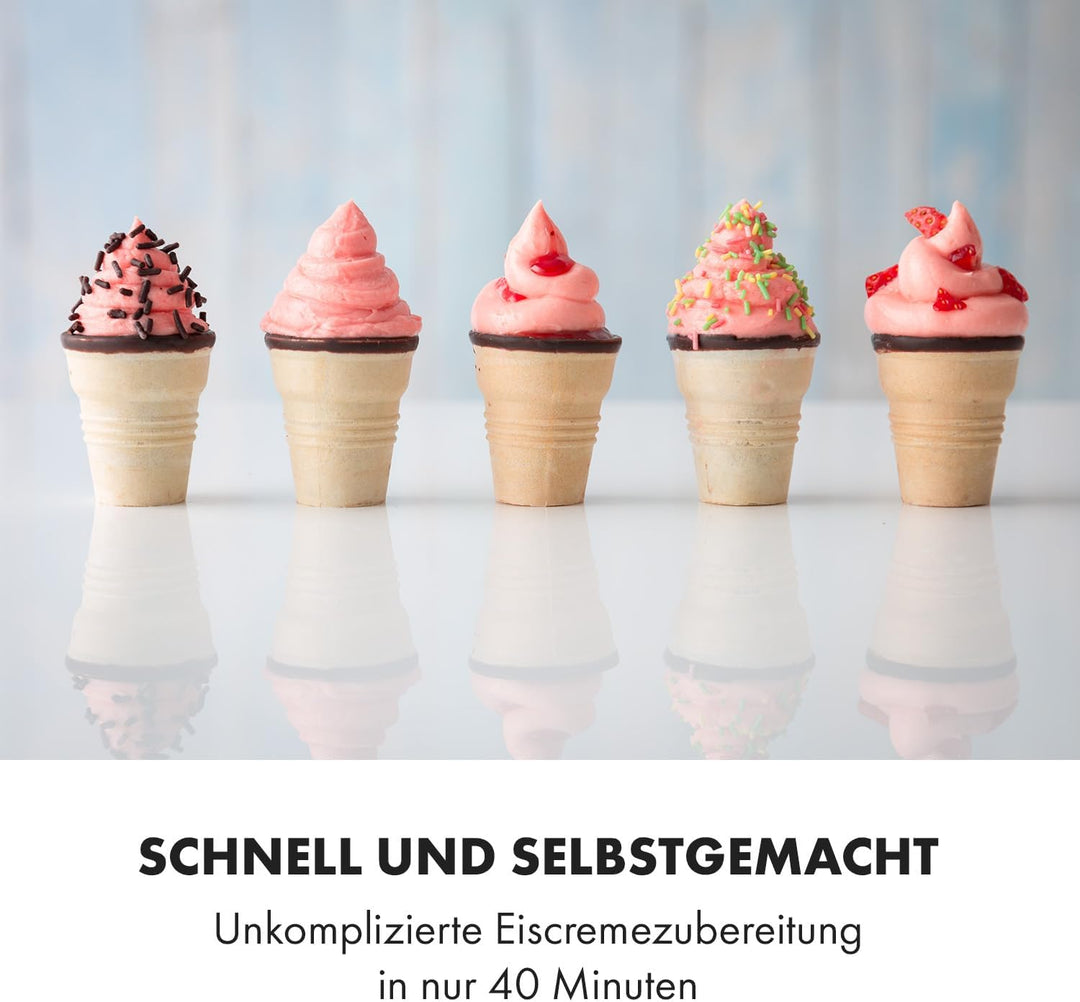 Klarstein Sweet Sundae - Eiscrememaschine, 1,5 Liter, mitselbstkühlendem Kompressor, 200 Watt, Ausga