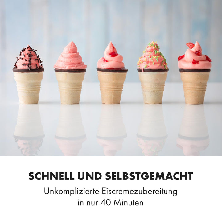 Klarstein Sweet Sundae - Eiscrememaschine, 1,5 Liter, mitselbstkühlendem Kompressor, 200 Watt, Ausga