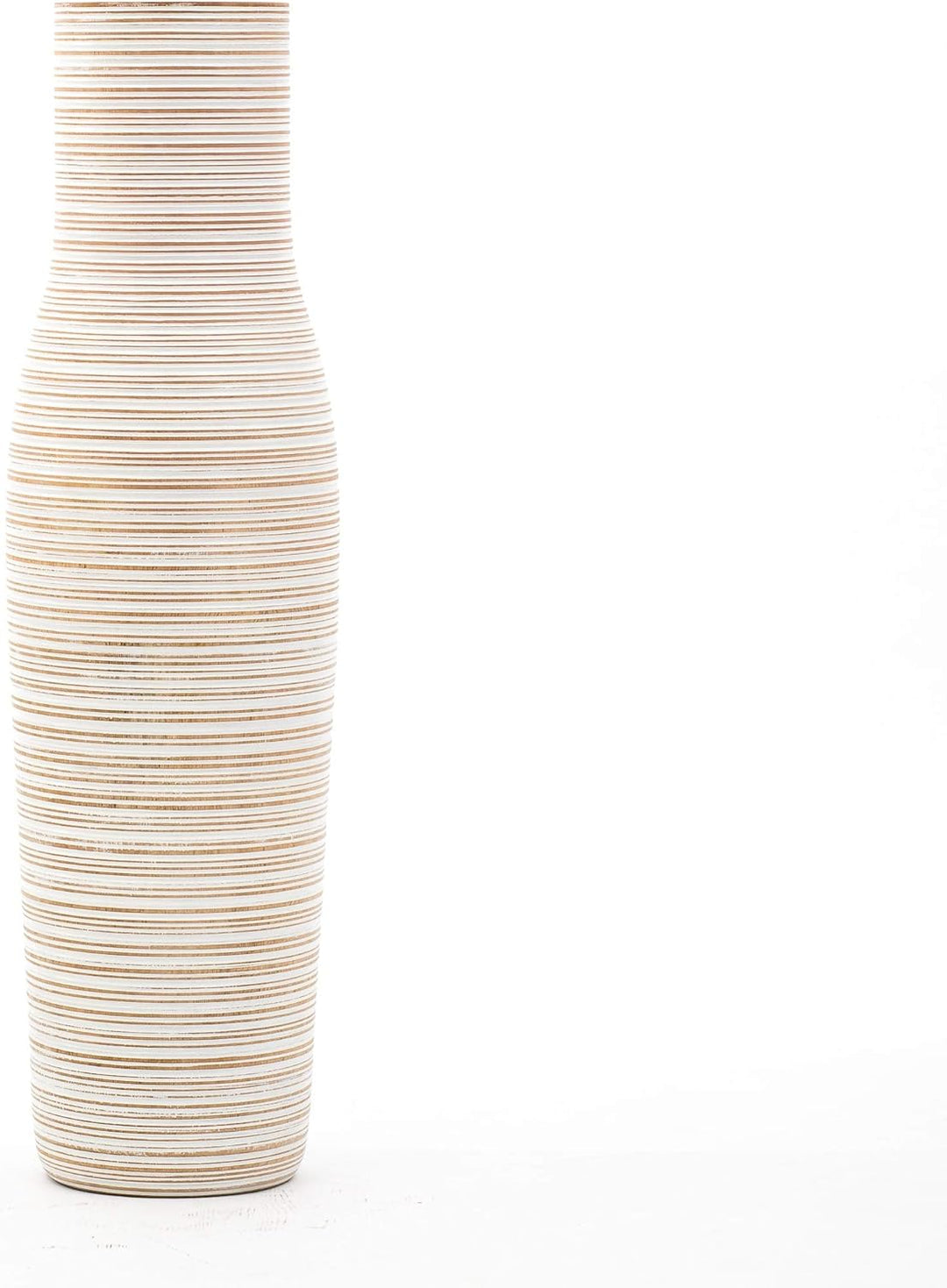 Leewadee Grosse Bodenvase für Dekozweige hohe Standvase Design Holzvase, Holz, 90 cm, White wash 90