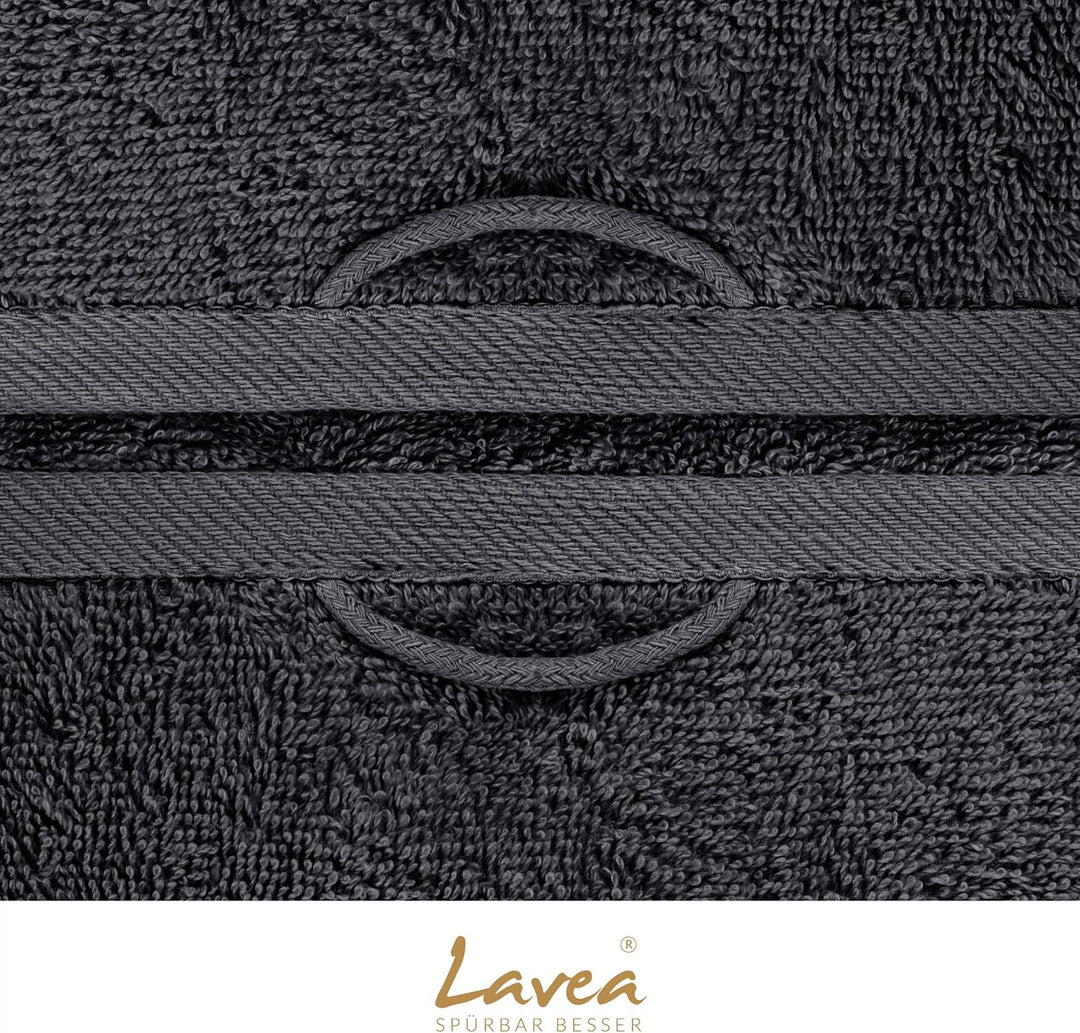 Lavea 2er Set Saunatuch 80x200cm, Frottierserie Elena, Anthrazit 2 x 80 x 200 cm Anthrazit, 2 x 80 x