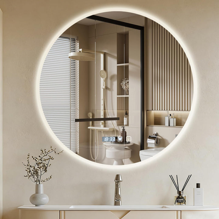 600mm Badspiegel mit Beleuchtung Dimmbar | Badezimmerspiegel mit Touch-Schalter Antibeschlag Timerfu