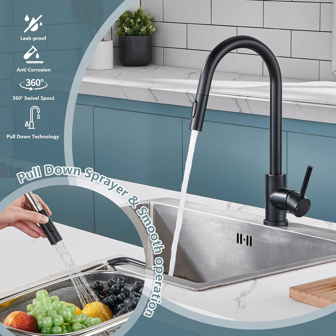Küchenarmaturen wasserhahn küche,ausziehbar 360° Drehbar 2 Sprühfunktionen, Edelstahl küche wasserha