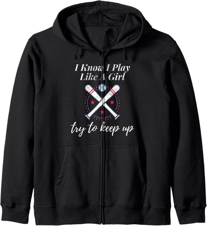 Baseball Design Ich weiss, ich spiele wie ein Mädchen Kapuzenjacke