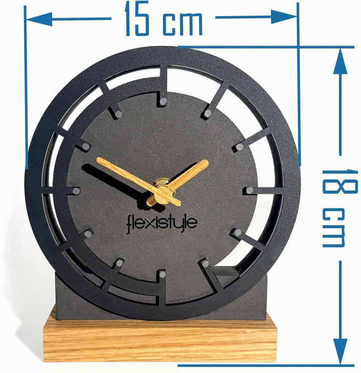 FLEXISTYLE Modern standuhr tischuhr klein aus Holz Eiche Wohnzimmer Badezimmer Uhr Holz tischuhren h