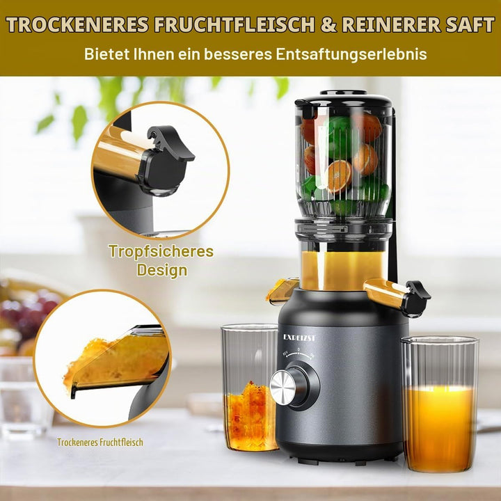 EXREIZST Slow Juicer, 103mm Öffnung, 250W, BPA-frei