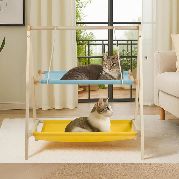 Katzenbett Hängematte Katzenbetten Holz Doppelstock Haustier Katzenmöbel Hängematte für Katzen &amp; Kle