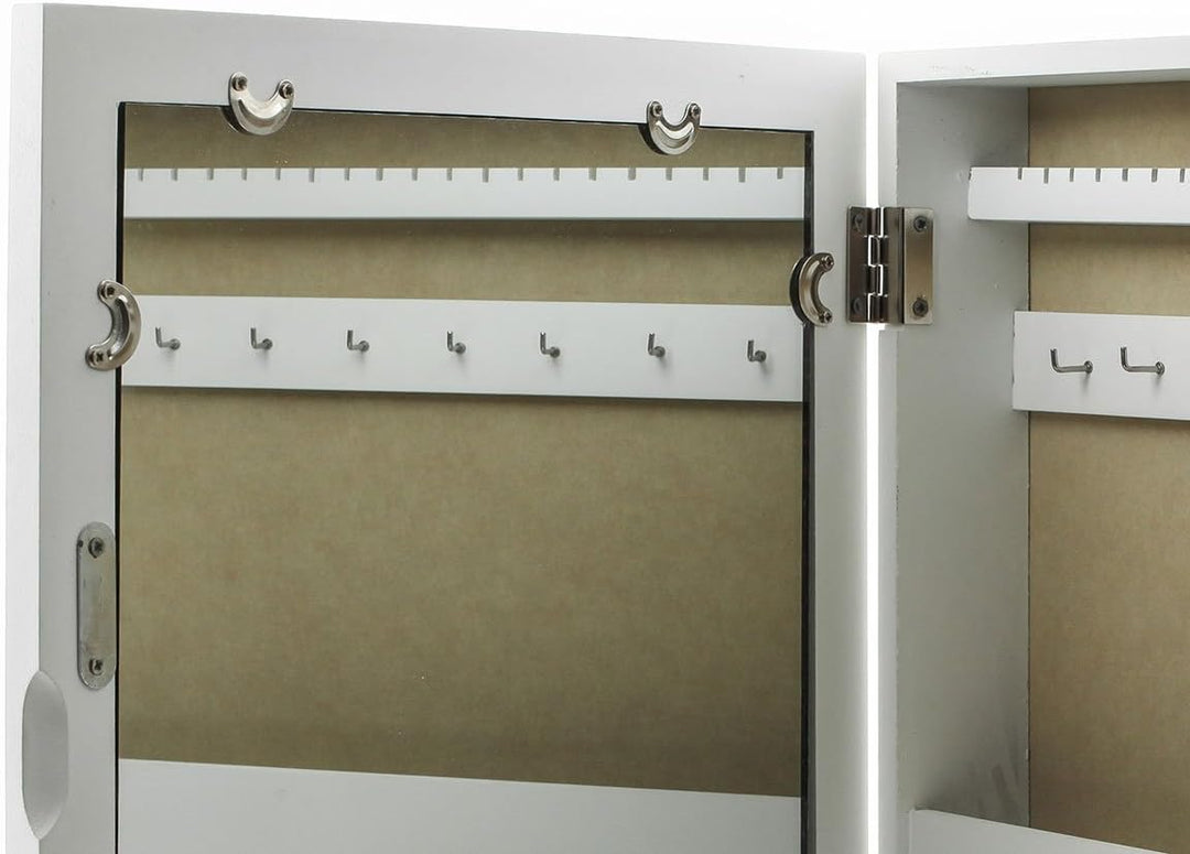 levandeo Schmuckkasten Fotorahmen Bilderrahmen Spiegel in weiss für 5 Fotos - 45x32x7cm Schmuckaufbe