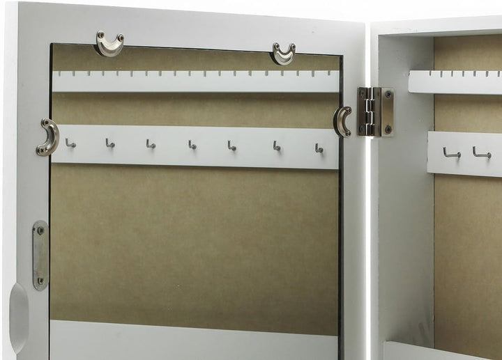 levandeo Schmuckkasten Fotorahmen Bilderrahmen Spiegel in weiss für 5 Fotos - 45x32x7cm Schmuckaufbe