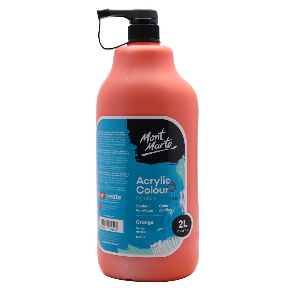 Mont Marte Schule Acrylfarben, Orange,1/2 Gallone (2 Liter), Perfekt für Studenten und Künstler, Aus