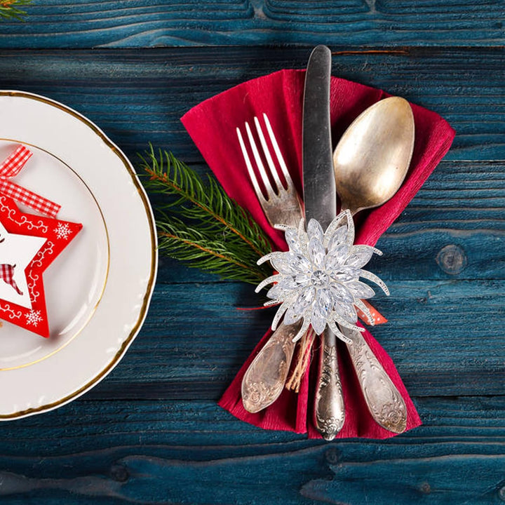 ZeeDix 12 Stück Silber Serviettenringe Weihnachten-Elegante Lotus-Motiv serviettenring für Tischdeko