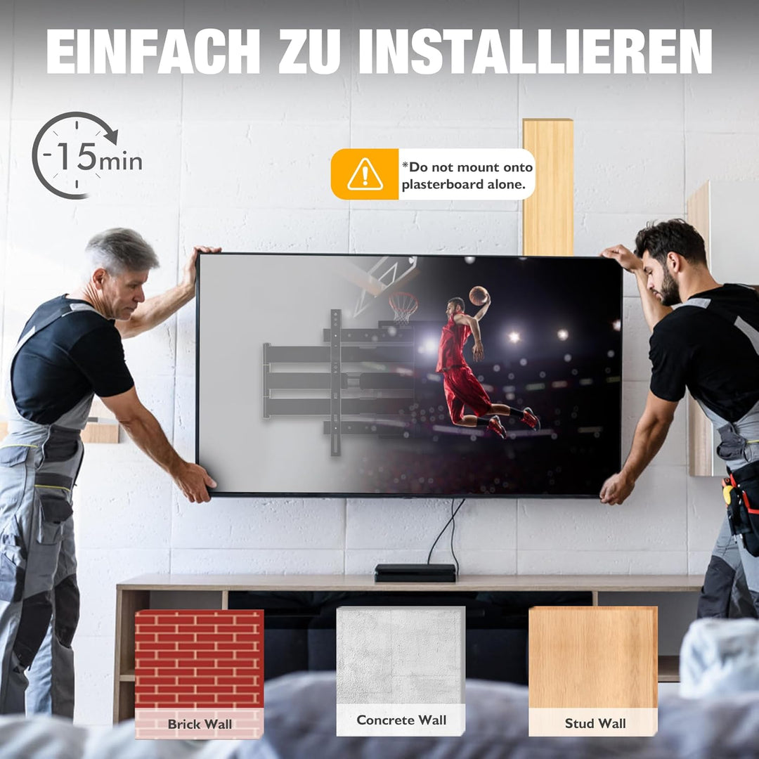 1200mm Wandabstand, Tv Wandhalterung, Langer Schwenkarm, Neigen, Schwenken, Rotieren, Ausziehen, 32-