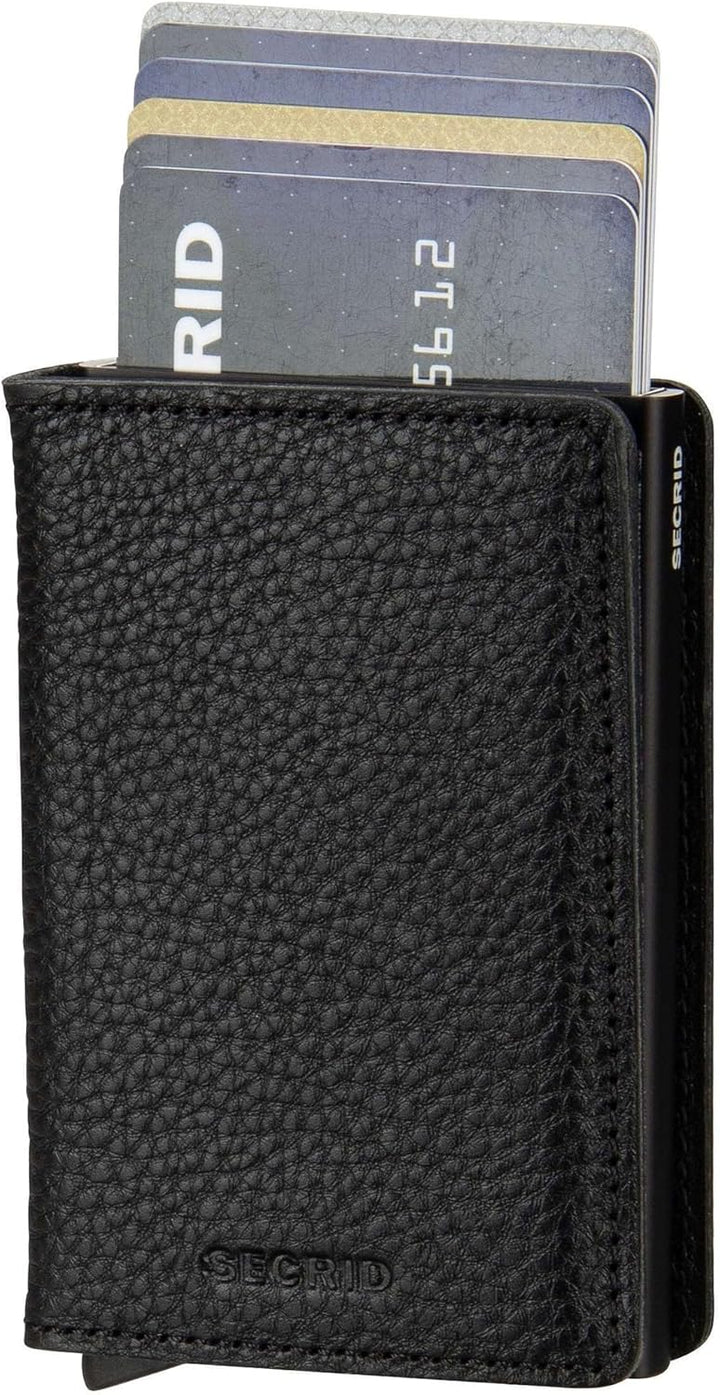 Secrid Slimwallet Kartenetui Black-Black aus Leder für 4 Karten mit oder 6 Karten ohne Prägung, Mass